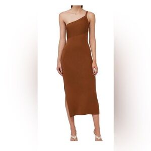 House of Harlow 1960 One-Shoulder Brown Dress